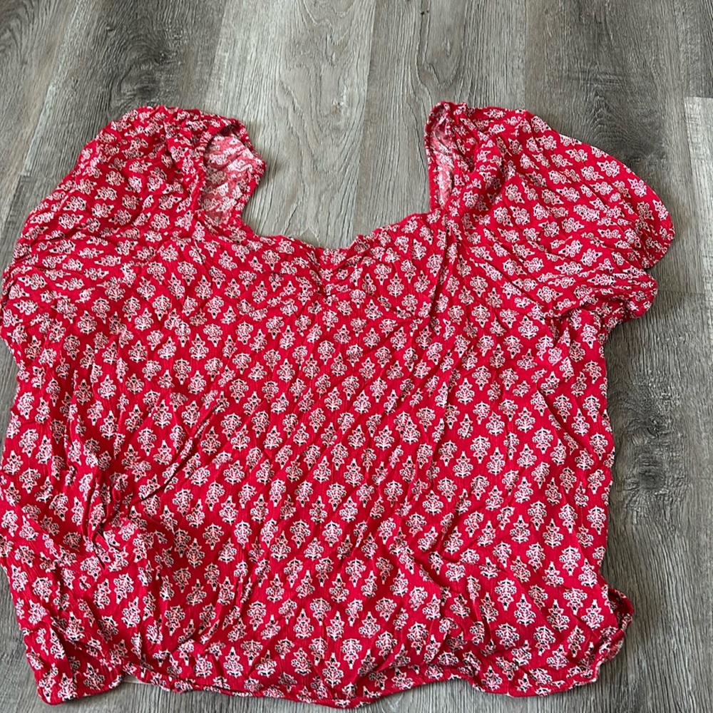 Red white and blue blouse